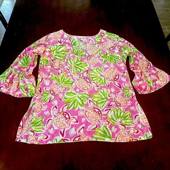Barbara Gerwit floral tunic with bell sleeves. - Picture 1 of 4
